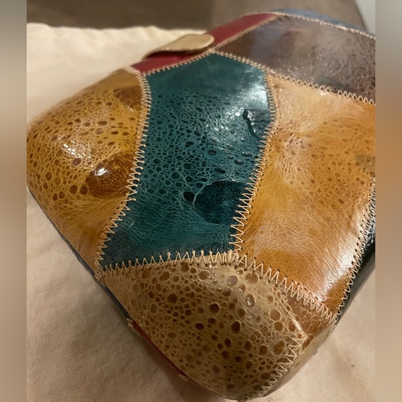 Vintage STUART KERN Exotic Leather Patchwork Crossbody Clutch - Hand-Stitched - Picture 3 of 10